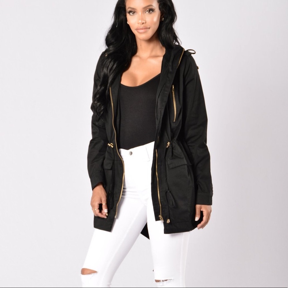 Black hooded jacket